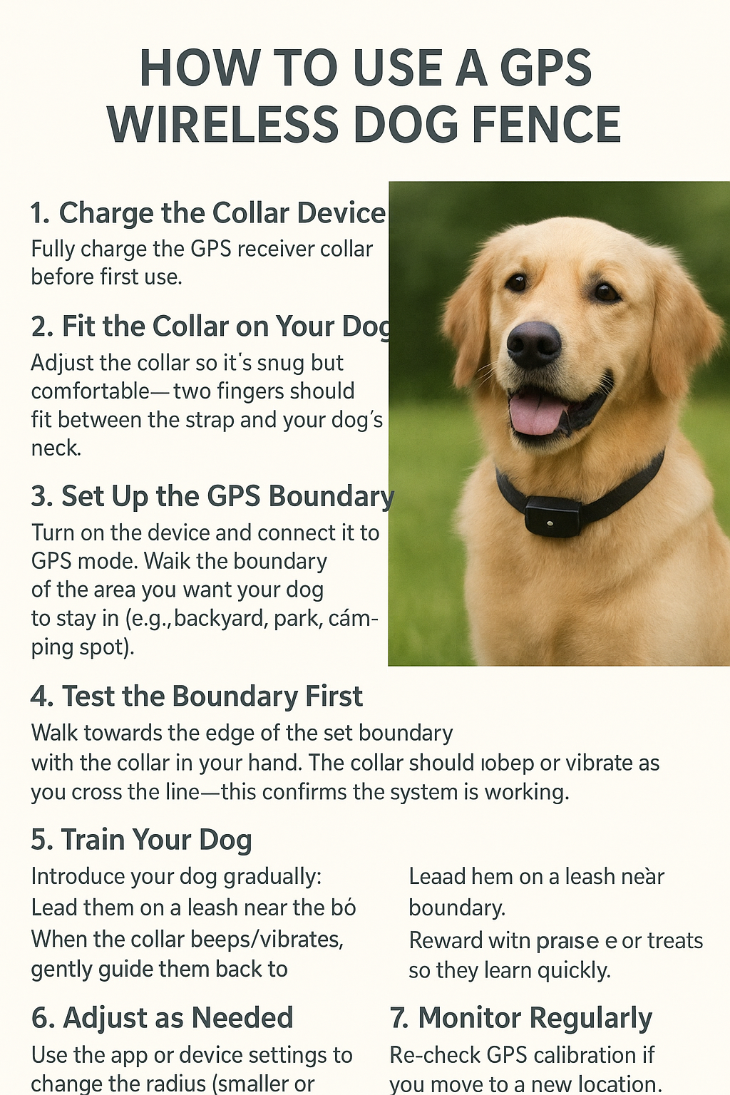 Premium Wireless GPS Pet Containment and Training Collar - Waterproof Safety System for Dogs