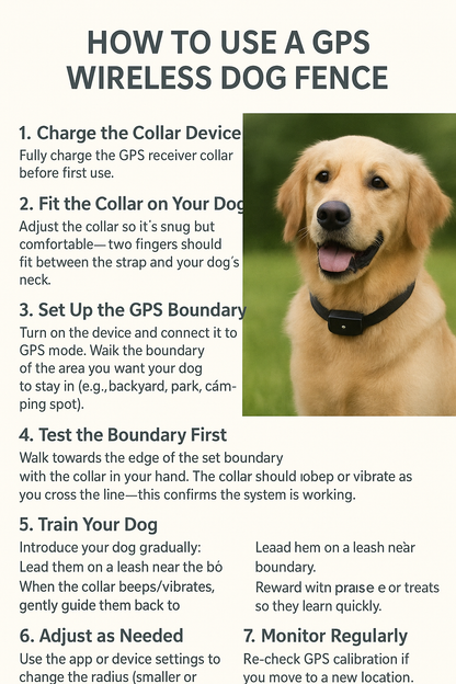 Premium Wireless GPS Pet Containment and Training Collar - Waterproof Safety System for Dogs